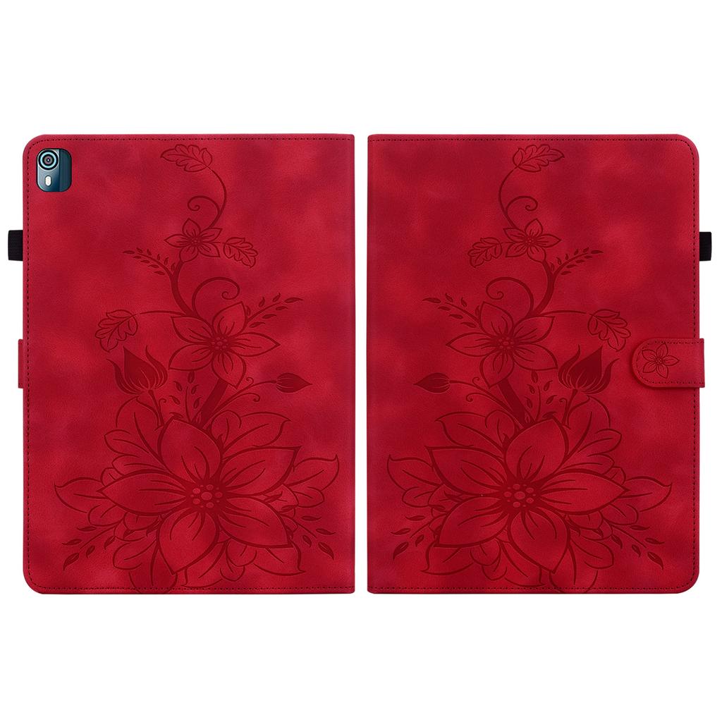 Per Nokia T10 Custodia per Tablet in Pelle PU con Squisito Design Floreale Goffrato