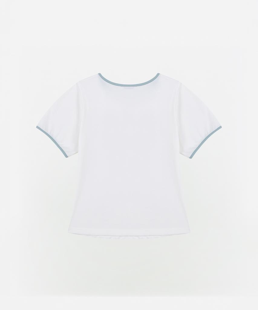 Eobdeulaepeuteu Applique Ringer Slim T-Shirts [White]