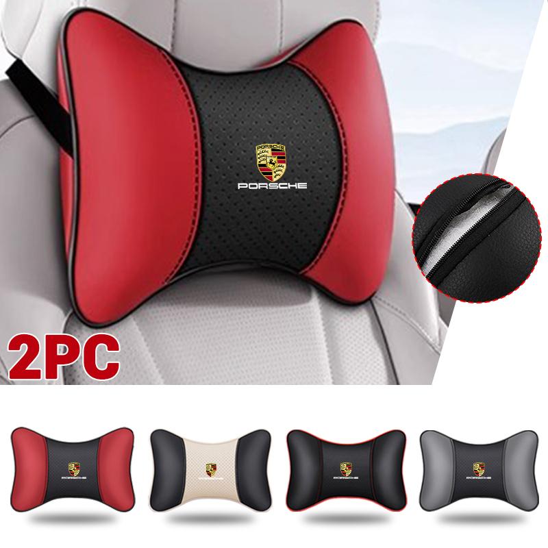 2PCS New Car Seat Headrest Neck Pillow Accessories For Porsche Panamera Cayenne Taycan 911 718 Macan Carrera-GT 928 944 968 944