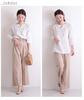Sawa la mode Botanical Leaf Embroidered Linen White á Top, Women's, mode-6296 F,