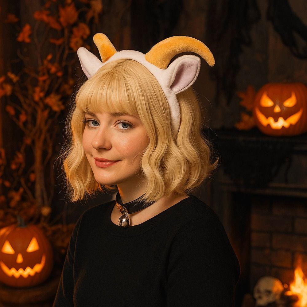 Long Horn Lamb Headbands Plush Fox Hair Accessories Fashion Plush Lamb Headbands for Kids Adult