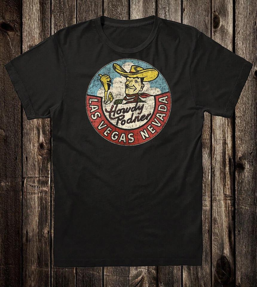 

Retro Travel Tee T Shirt Vtg Cowboy Western Art Las Vegas Nevada Howdy 3XL