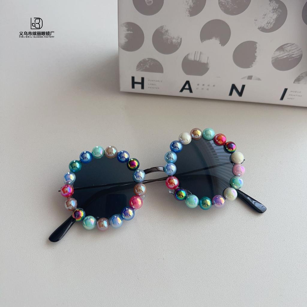 Fashion Diy Metal Round Frame Children'S Sunglasses Travel Sunscreen Uv Protection Concave Shape Baby Sunglasses Glasses
