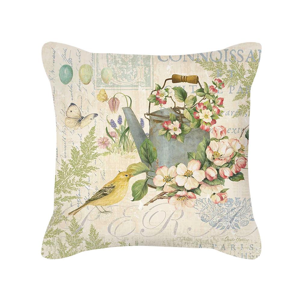 

New Nordic Home Furnishings Flower Blooming Rich Pillow Cover Retro Style Car Sofa Cushion Waist Pillow Cover 45 * 45cm