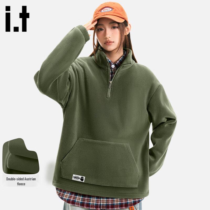 Fingercroxxit Herren Doppelseitiges Fleece Half-Zip Winter Sweatshirt