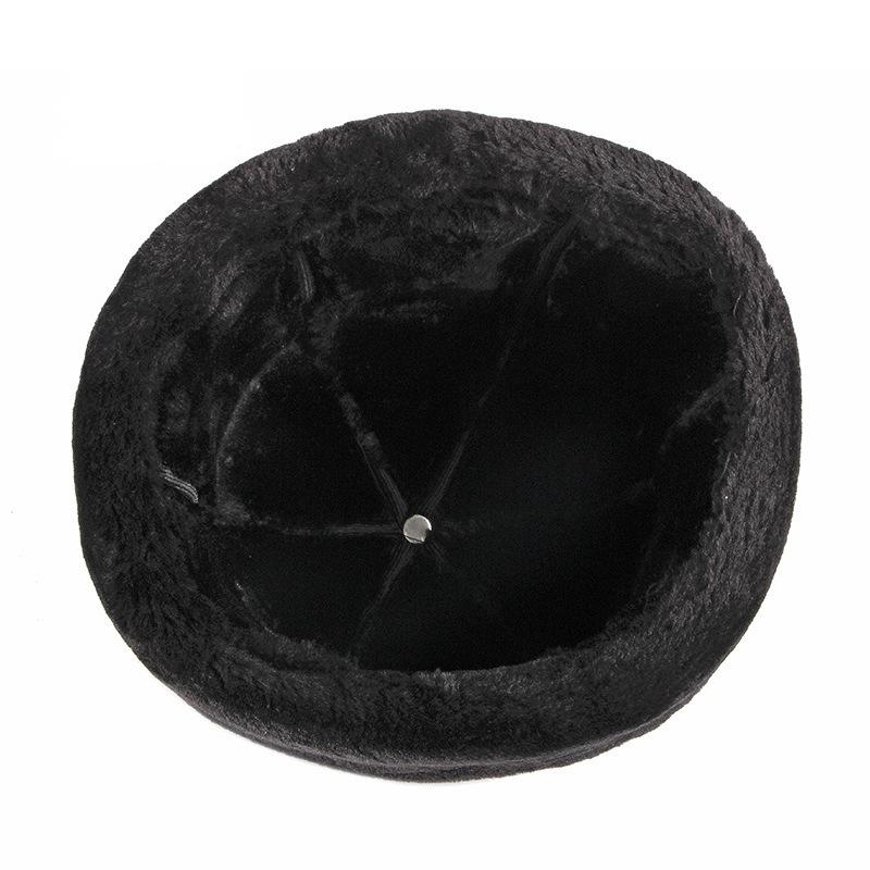 Große Größe Retro Rindsleder Bombermütze Winter Warm Halten Mützen Herren Damen Pu-Lederkappe Dickes Samt Papa Mütze Leder Große Größe Kappe