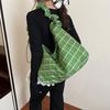 Japanese Plaid Shoulder Bag Vintage Women's Tote Bag Ins Plaid Crossbody Bag  Girls