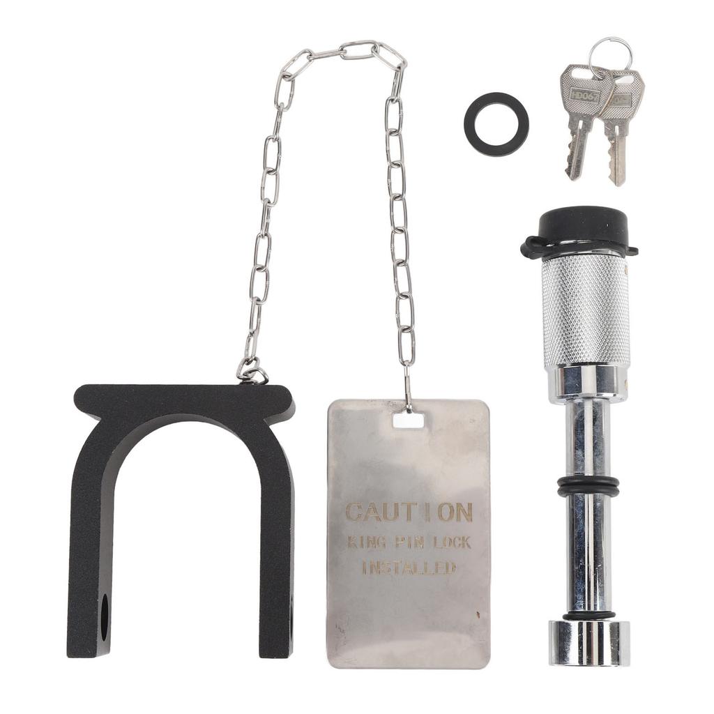 5th Wheel Trailer Lock with Warning Tag and 2 Keys Steel Aluminum Anti Theft Protection for 2in King Pin