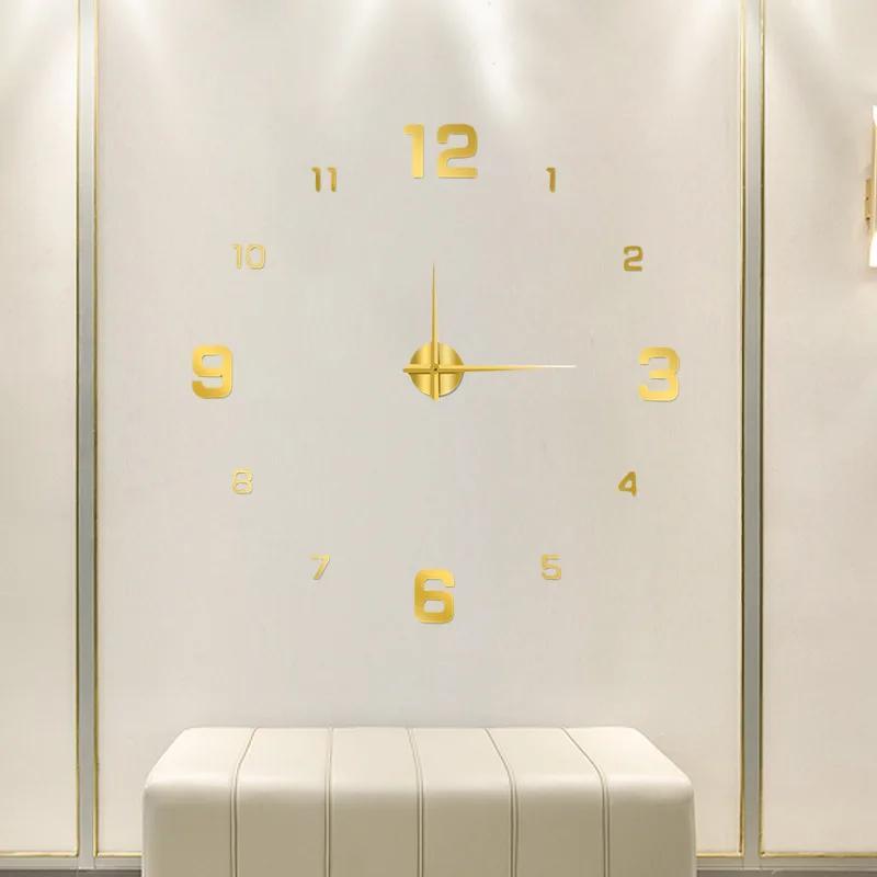 

Large 3D Wall Clock DIY Creative Mirror Surface Wall Decorative Sticker Watch 130cm Frameless for Home School Office Living Room 60-100cm(24-39inch)