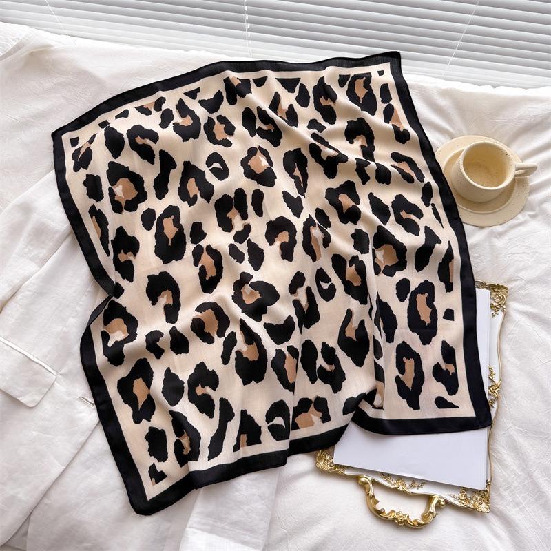 Women S Leopard Print Small Square Scarf For Sun Protection And Fashion