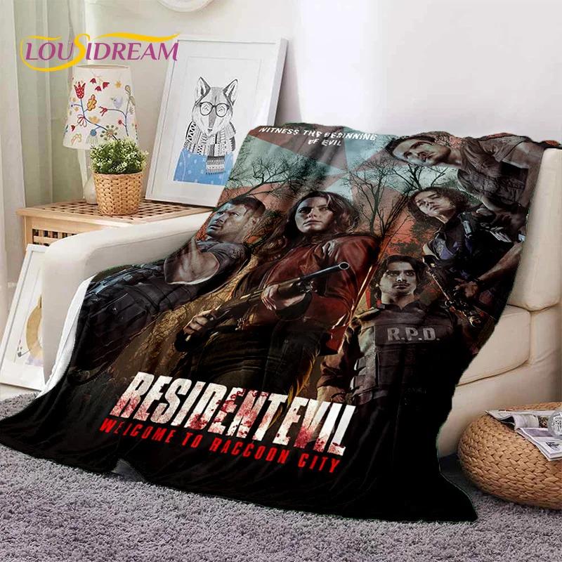 3D Lastest Horro Games R-Resident Evil Soft Flannel Blankets,Throw Blanket Comfortable for Picnic Beds Sofa Home Bedroom Kids