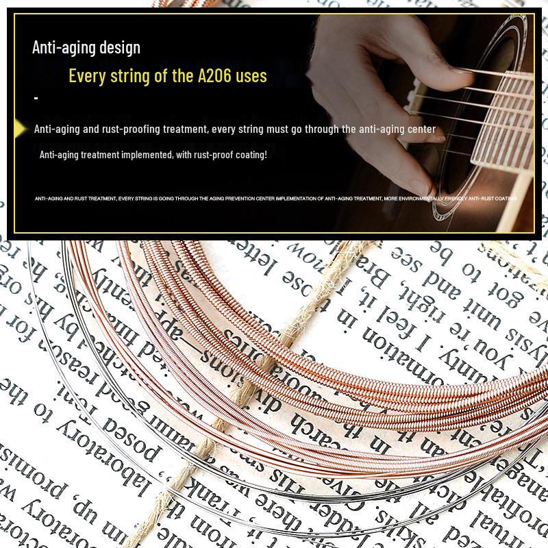 Alice A206 Acoustic Folk Guitar String Set: 1st, 2nd, 3rd/4th/5th/6th Strings.