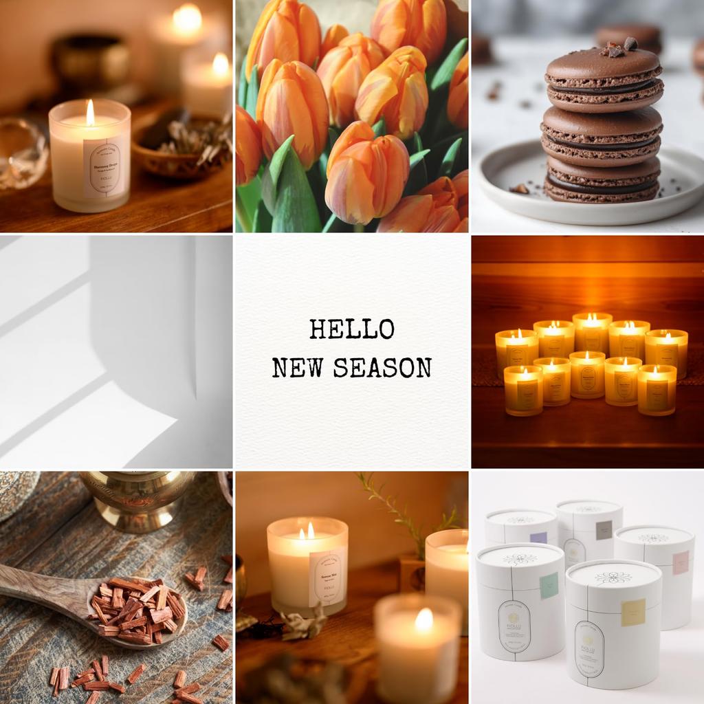 FIOLLU Aroma Candle by an Natural Soy Wax Smokeless Cotton Gift Harmony Drops (Sandalwood, Orange) [Supervised Aromatherapist] & Beeswax, Relaxing,