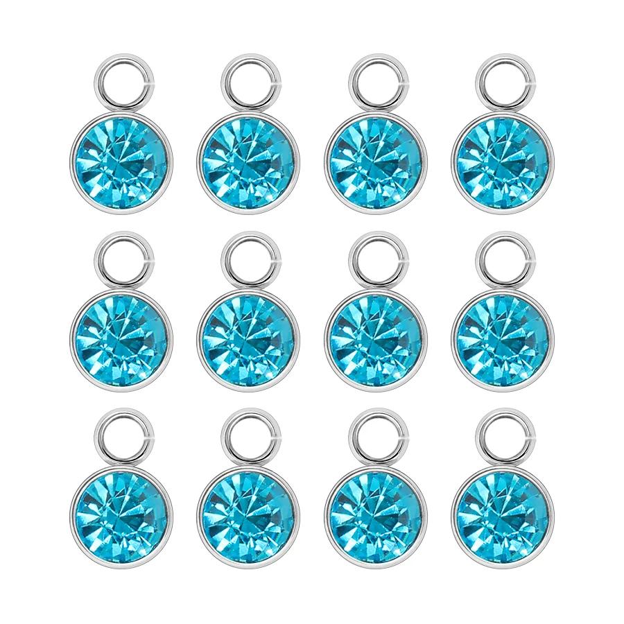 144Pcs/Lot Birthstone Necklace Pendant Jewelry Making Rhinestone Stainless Steel Charms For Women Earrings DIY Accessories Gift