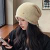 Autumn and winter wool hat women's big head circumference shows small face, ear protection keeps warm, imitation rabbit hair knitted drawstring