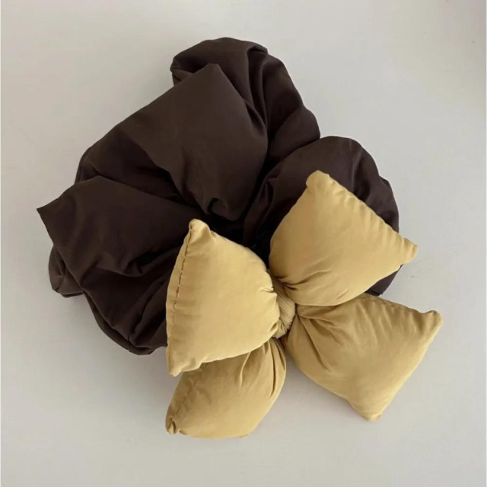 Oversize Black Bow Scrunchies Hair Ties Women Girls Solid Rubber Big Elastic Hair Bands Rope Ponytail Hair Accessories Winter