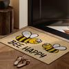VIKAMA Bee Happy Doormat Welcome Mat Crystal Velvet Outdoor Carpet Living Room Floor Mat Rug For Bedroom Lightweight Home Decor