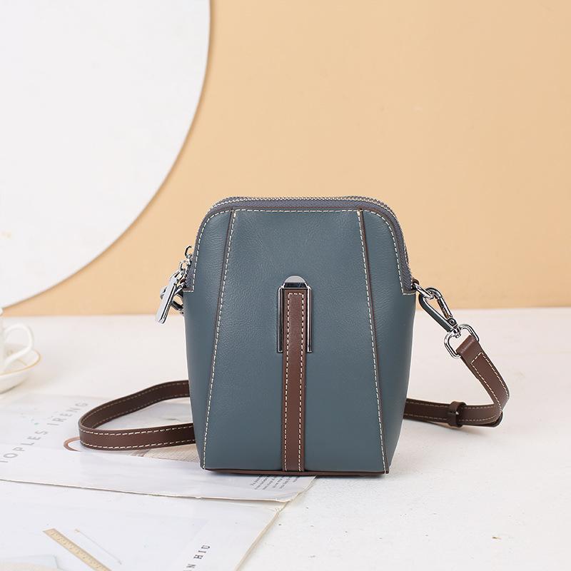 

Сумка для телефона из натуральной кожи, мини-маленькая сумка, женская сумка, лето 2025, новая летняя изысканная универсальная на плечо/кроссбоди джинсовый синий