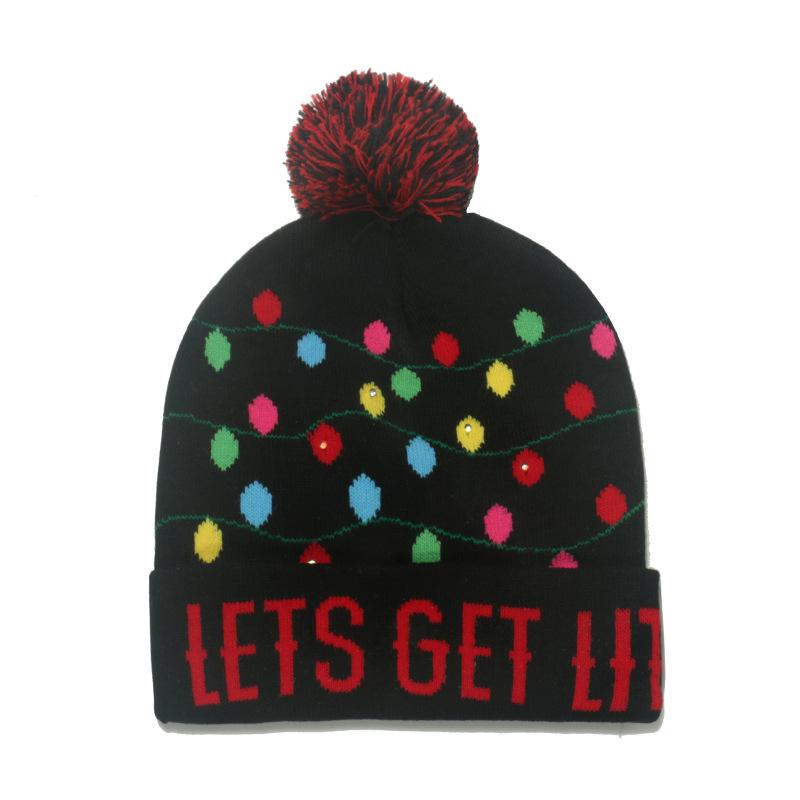 2025 autumn and winter new knitted hat Christmas holiday party LED light Christmas hat