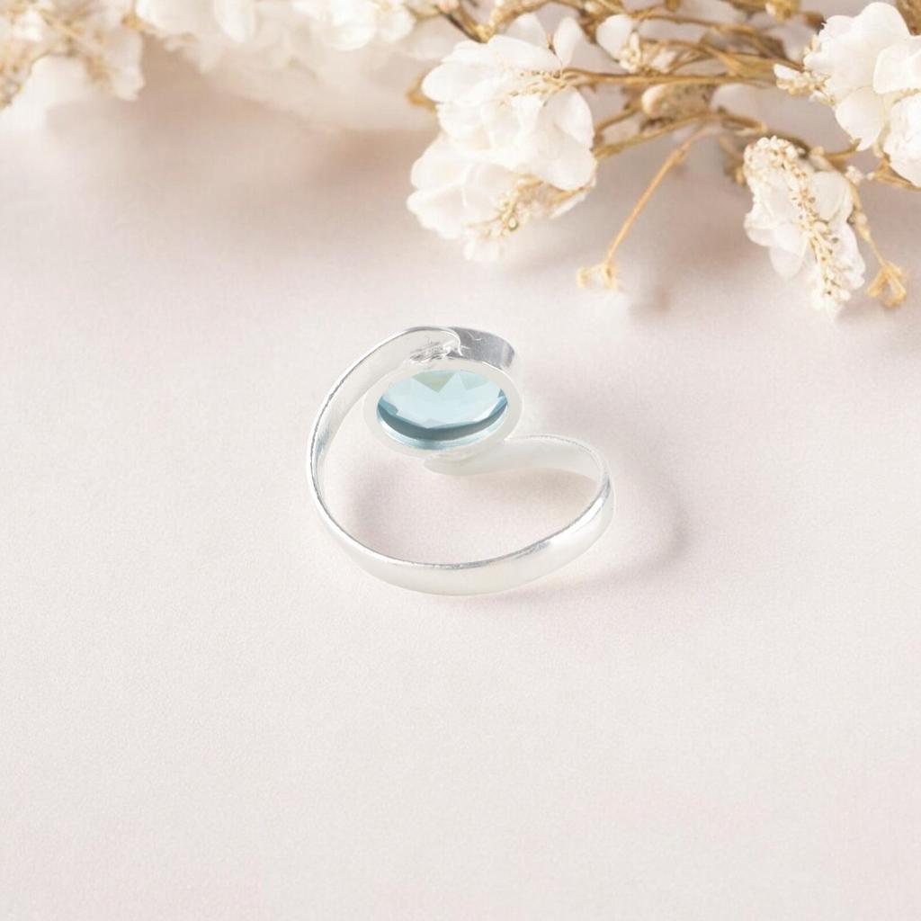 Sky Blue Topaz Gemstone Ring 925 Sterling Silver Handmade Jewelry Wedding Gift RR-53-5