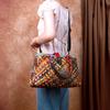 Fashion Handcrafted Leather Basket Weave Handbag Large Capacity Single Shoulder Slant Cross Bag Simple Retro Style