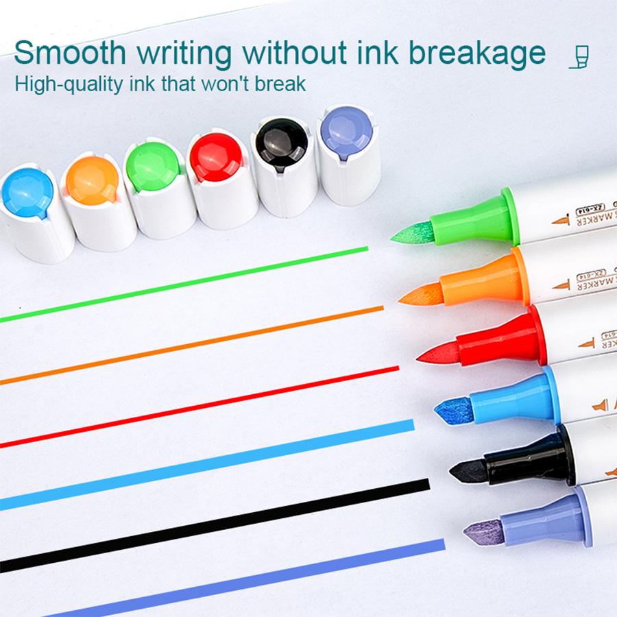 Bunter Doppelseitiger Marker Glatte Kreation Faserspitze Stiftkappe mit Farbcode Komfortabler Griff Studenten Malerei Studium