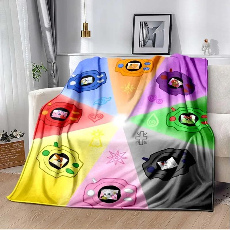Japane Cartoon D-Digimon Throws Blanket Sofa Hiking Picnic Super Soft Quilt Bed Thermal Cute Anime Flannel Blanket Birthday Gift