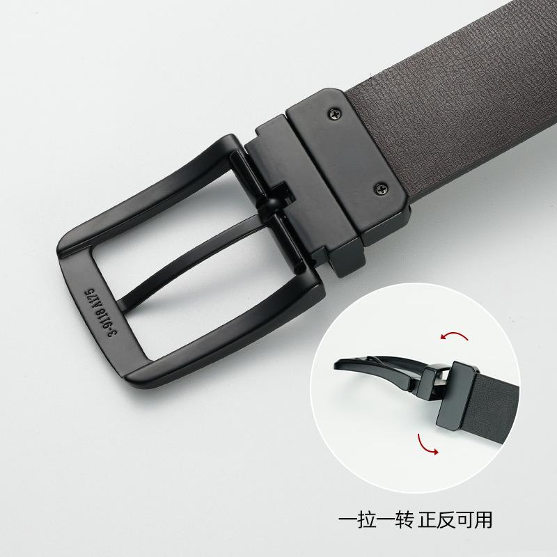 Double-Sided Men'S Belt Rotatable Pin Buckle Cowhide Belt Business Versatile Young And Middle-Aged Belt