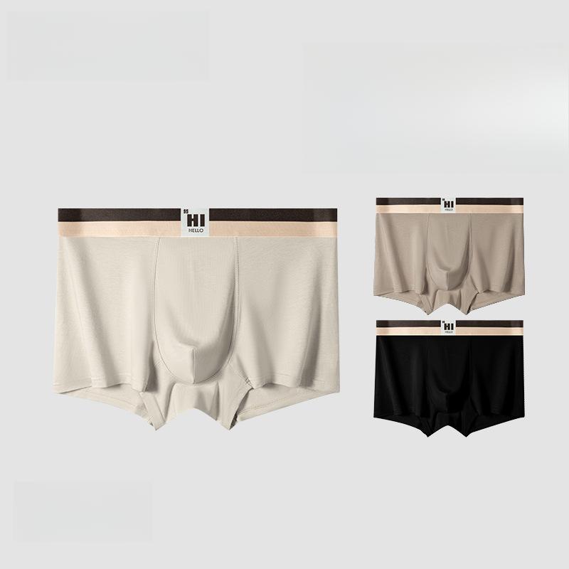 3pcs Men's Underwear Men's Youth Shorts Comfortable and Breathable Mid Waist Flat Angle Pants Boxer Brief