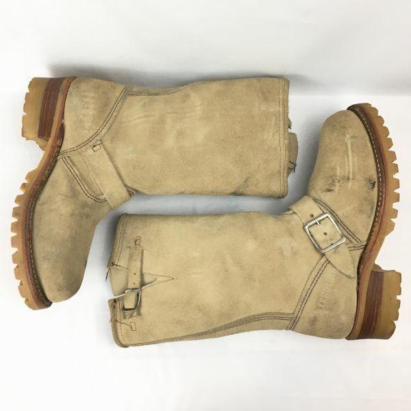 90s Vintage CAROLINA PT/91 Ocelová špička Inženýrské boty Velikost Cca. 23.524.5cm Béžové Boty(POUŽITÝ)