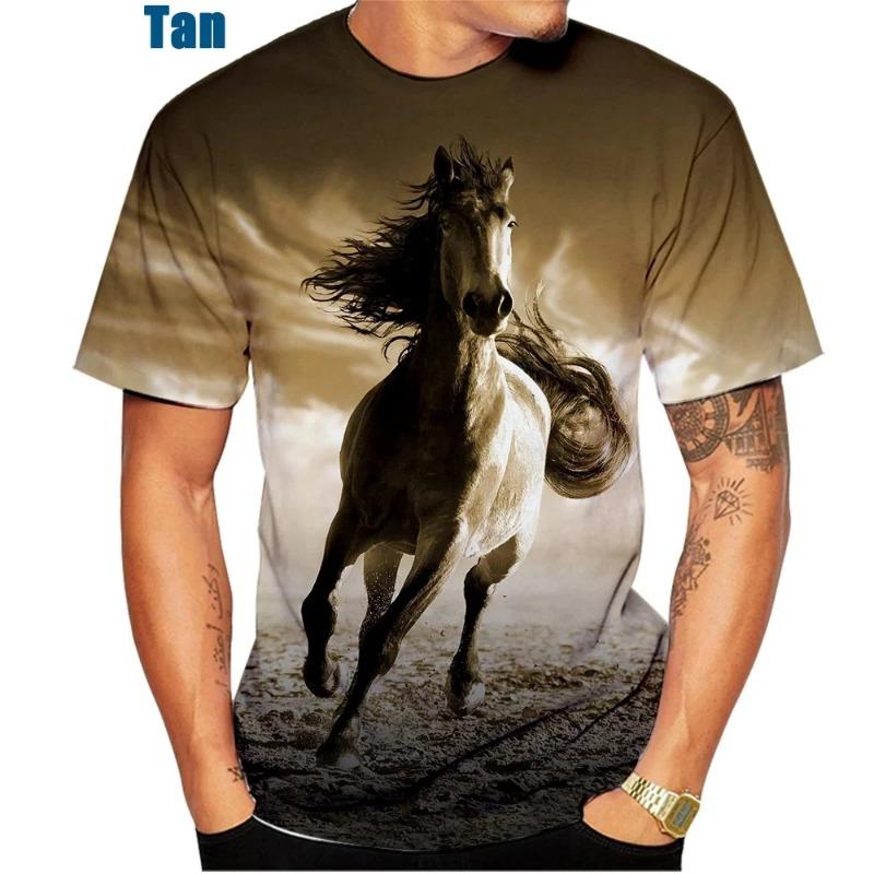 Animal Horse Creative Print 3D Print Summer O-neck T Shirt Fashion Casual Boys Girls Kawaii Tshirt Tops Unisex Clothing