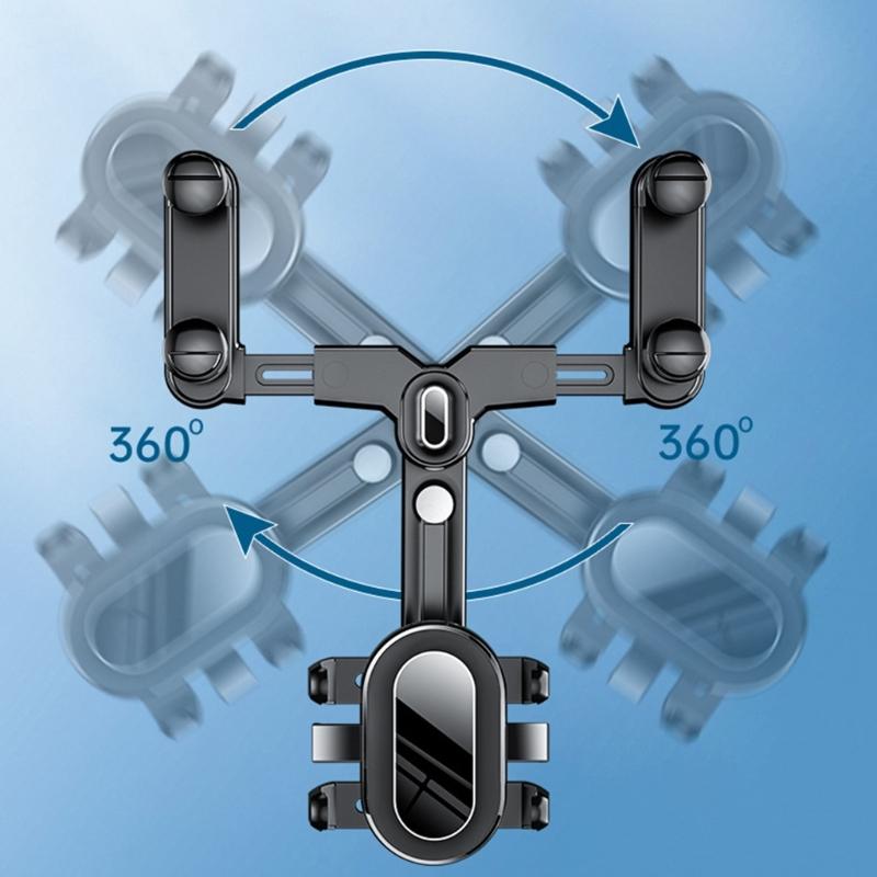 Rear View Glass Phone Holder,Rotatable and Retractable, Universals Mount, Cellphone Car Mount for 4''-7'' Device