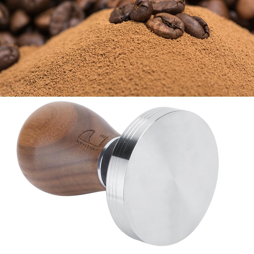 58mm Stainless Steel Flat Coffee Tamper Powder Pressed Hammer with Height Wooden Handle