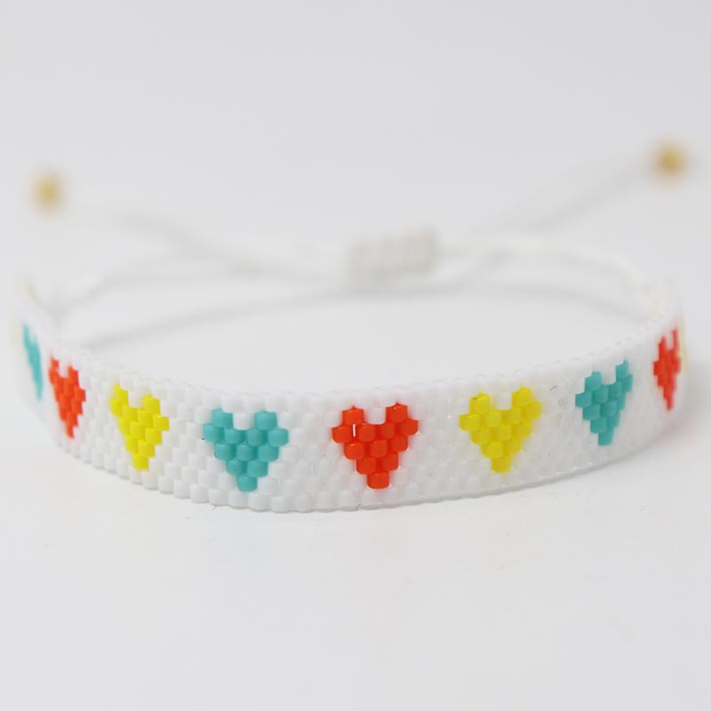 Braccialetto Boemo Fatto a Mano con Perline Miyuki per Donna – Gioiello Regolabile Multicolore con Design a Cuore, Accessorio con Perline Artigianale