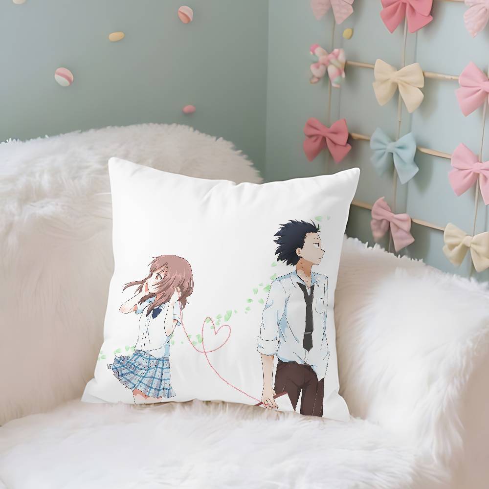 Anime A S-Silents-Voices Pillow Case Cushion Cover Soft Cute Throw Pillow Case For Car Sofa Pillowcase Polyester With Zipper
