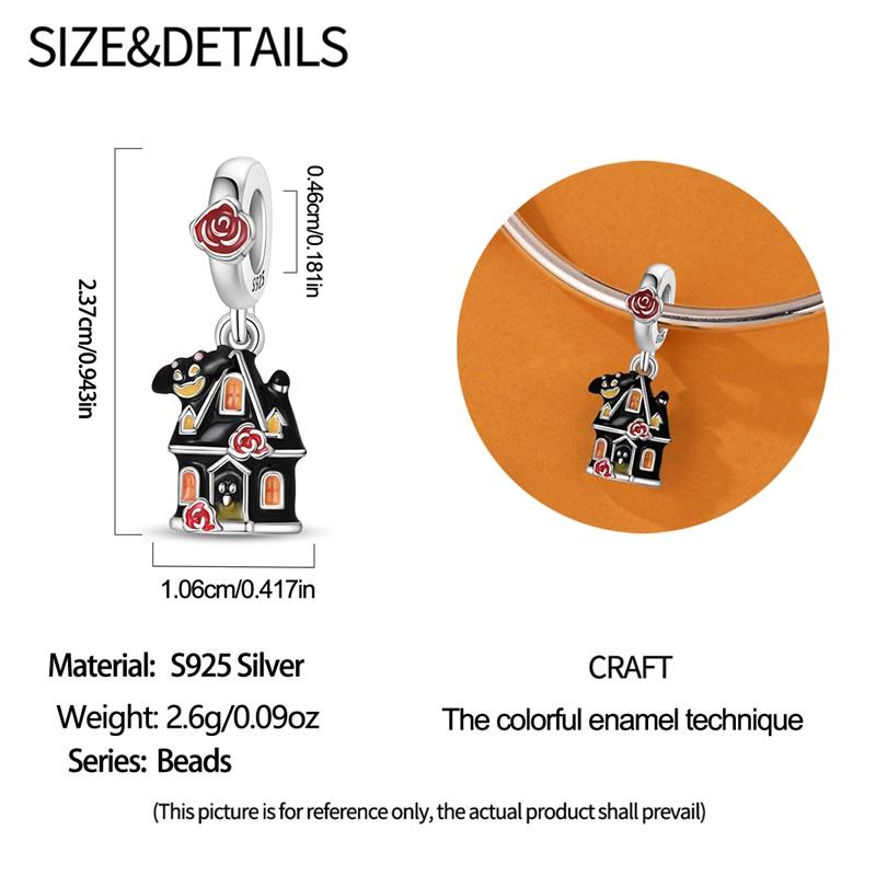 Copper Halloween Luminous Charms Bat Beads Pendant Jewellery Fit Original Bracelet Necklace For Women Diy Gift