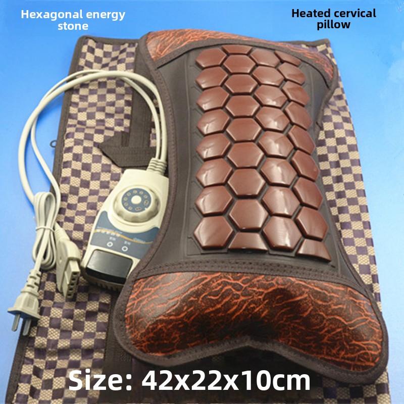 220V Adjustable Temperature Jade Heated Massage Pillow, Memory Cotton Cervical Heating Pillow/Tomalin Bianshi Summer Cool Pillow