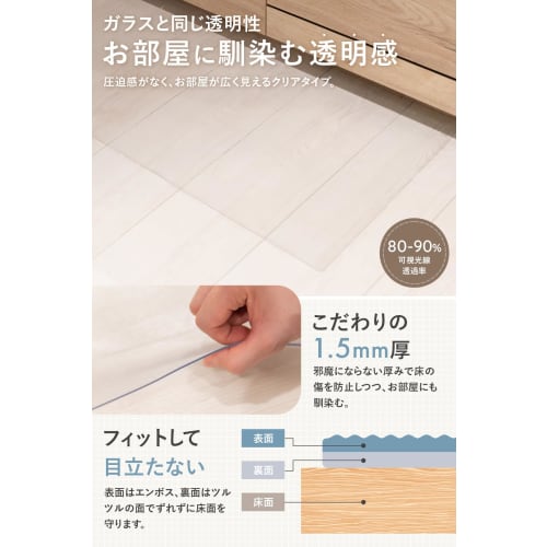 AP LAB Kitchen Mat [Convenient L-Shaped Fold] Transparent, Wipeable Floor Protection Mat with Non-Slip, Waterproof, Stain-Resistant, Dent-Resistant, S