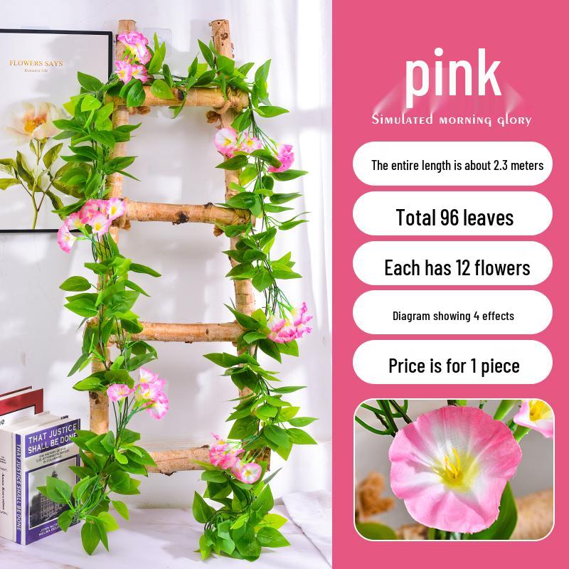 Rattan Morning Glory Pothos Leaf Artificial Green Vine Decoration Water Pipe Cover