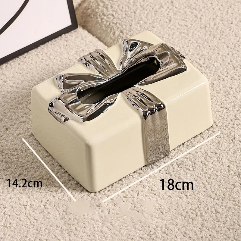 Bow Tie Ceramic Tissue Box Cover Modern Home Decor Hotel Dining Table Tissue Paper Boxes Living Room Decoration Accessories