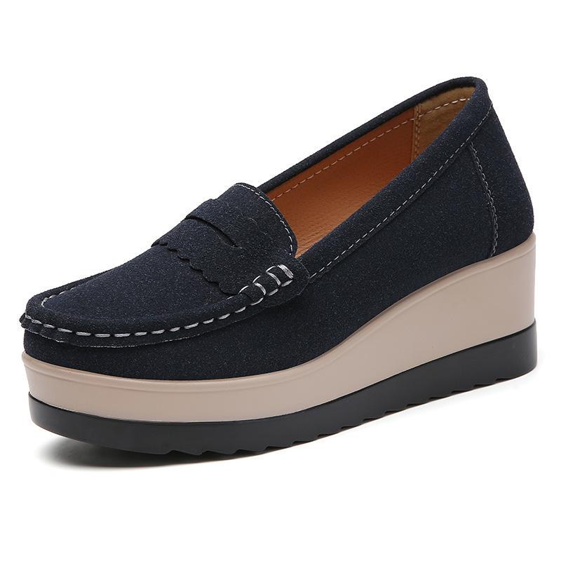 Spring and Autumn Women's Flat Platform Loafers Ladies Elegant Suede Leather Shoes Woman Slip On Moccasin Women's Casual Shoes