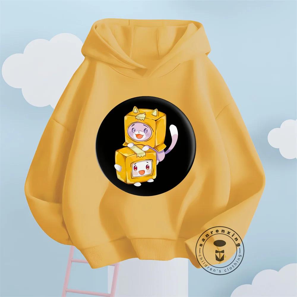 

2024 Autumn New Lanky Box Hoodie Cartoonprinted Pullover for Long Sleeve Sweatshirt for Children Casual Wear for Girls 110