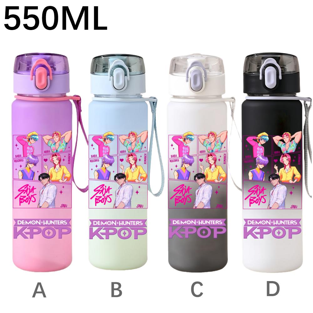 550ML KPop Demon Hunters Cartoon Print Sport Water Bottle Leak Proof Water Cup Outdoor Sports Drinking Bottle Birthday Gifts