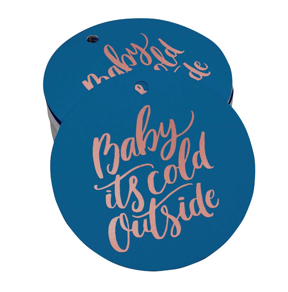 Inkdotpot Real Gold Foil Baby It's Cold Outside Baby Shower Tags Favor Hang Paper Tags 100