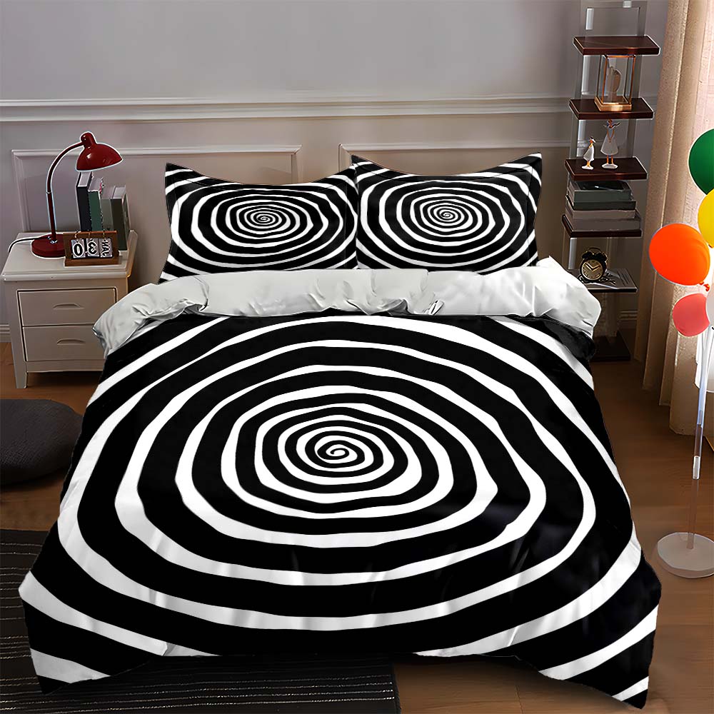 

Spiral black-and-white. Bedding Duvet cover sets Duvet covers Pillowcases gifts (1 * Duvet Cover 2 * Pillowcases, without duvet insert) 135x200cm