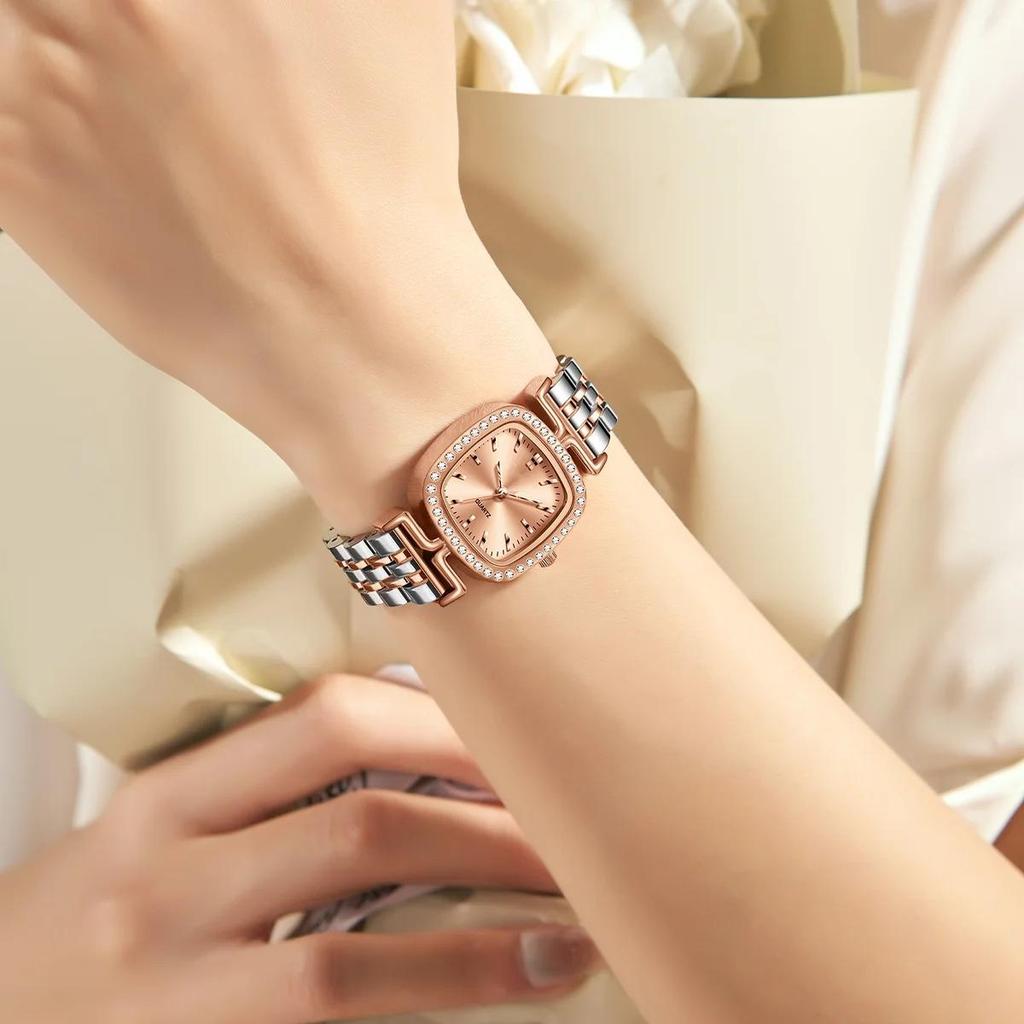 Quartz Movement Watch for Women Lady Dress Casual Wristwatch Alloy Strap Brecelet Watches