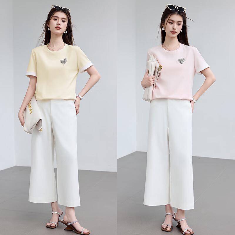 VICTORIA&VERA Women's Heart Diamond Short Sleeve T-Shirt