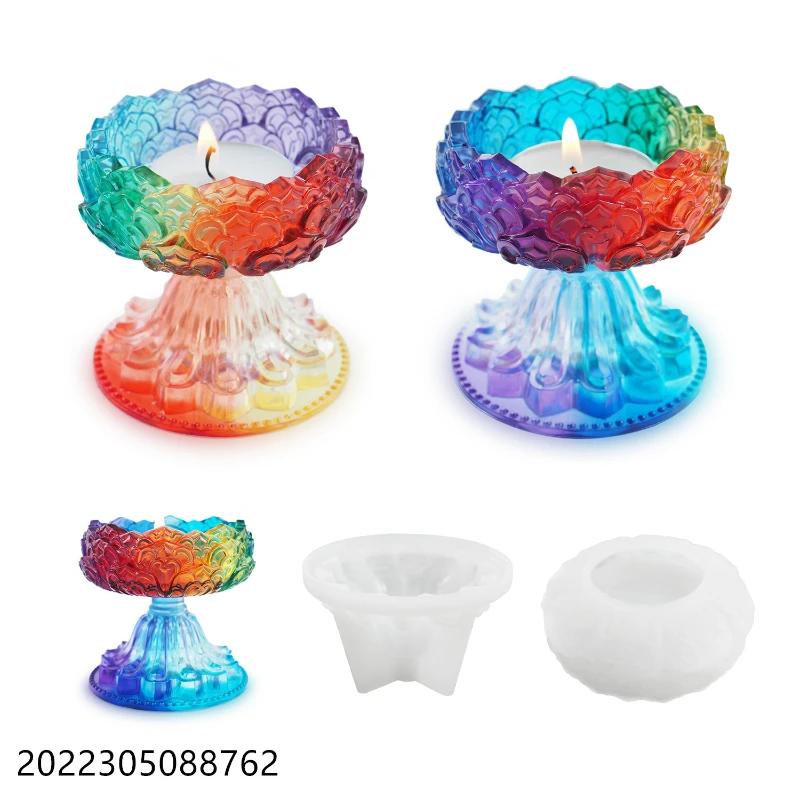 DIY Lotus-Candlestick Silicone Mold Lotus Bracket Resin Mold Candle box Lotus Tray Ornaments Epoxy Casting Mold Home Decoration