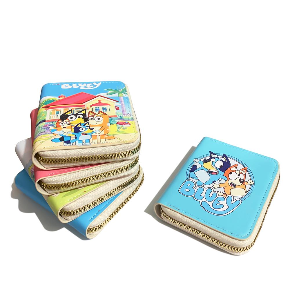 Portefeuille Anime Bluey Et Bingo Matière Cuir PU Sac à Cartes Dessin Animé Sac à Clés d'Étudiant Porte-Monnaie pour Enfants