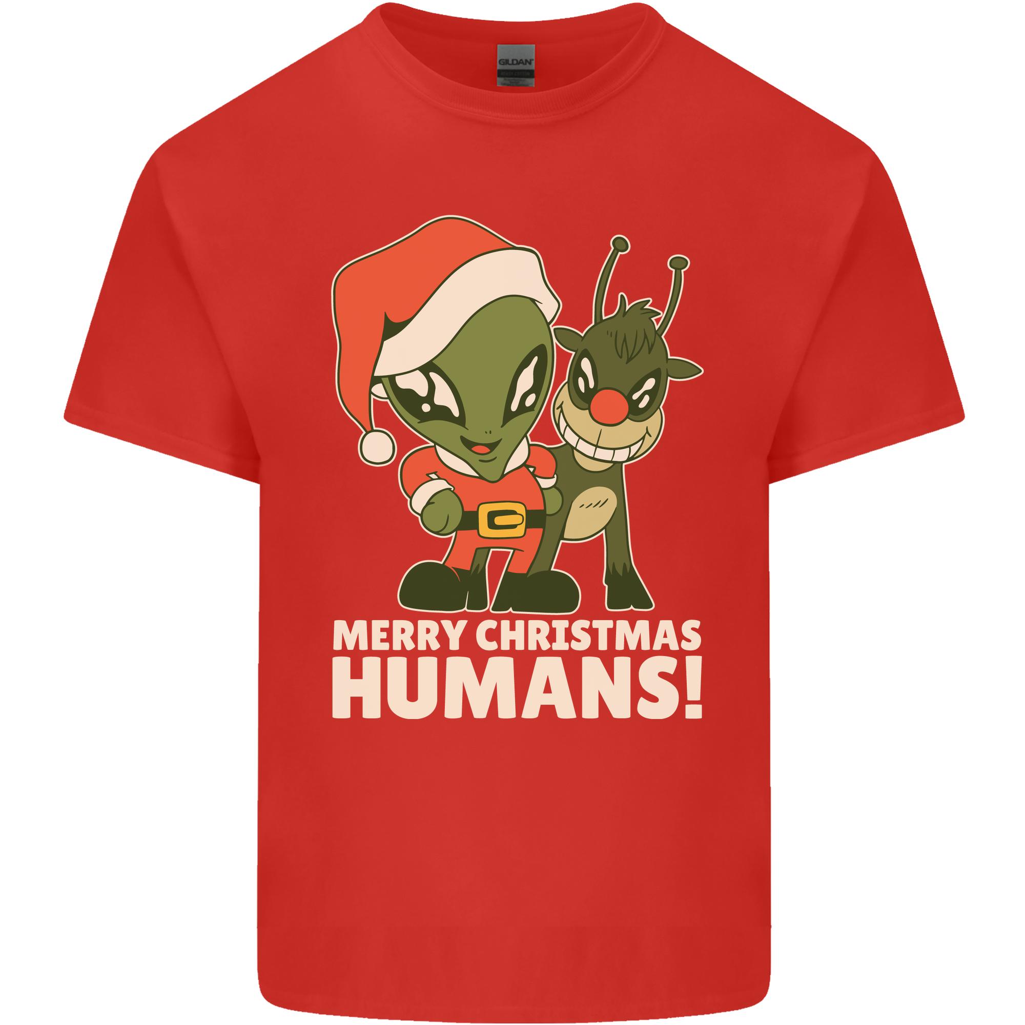 Merry Christmas HuUnisexs Funny Alien Rudolf Xmas Unisexs Light Cotton TShirt S